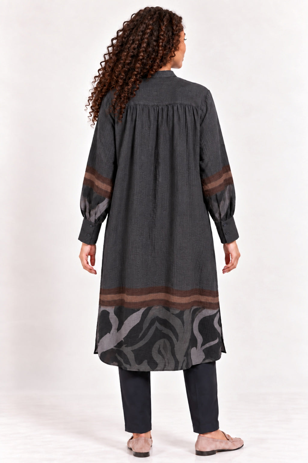 Noen crinkle shirt dress - Mocha