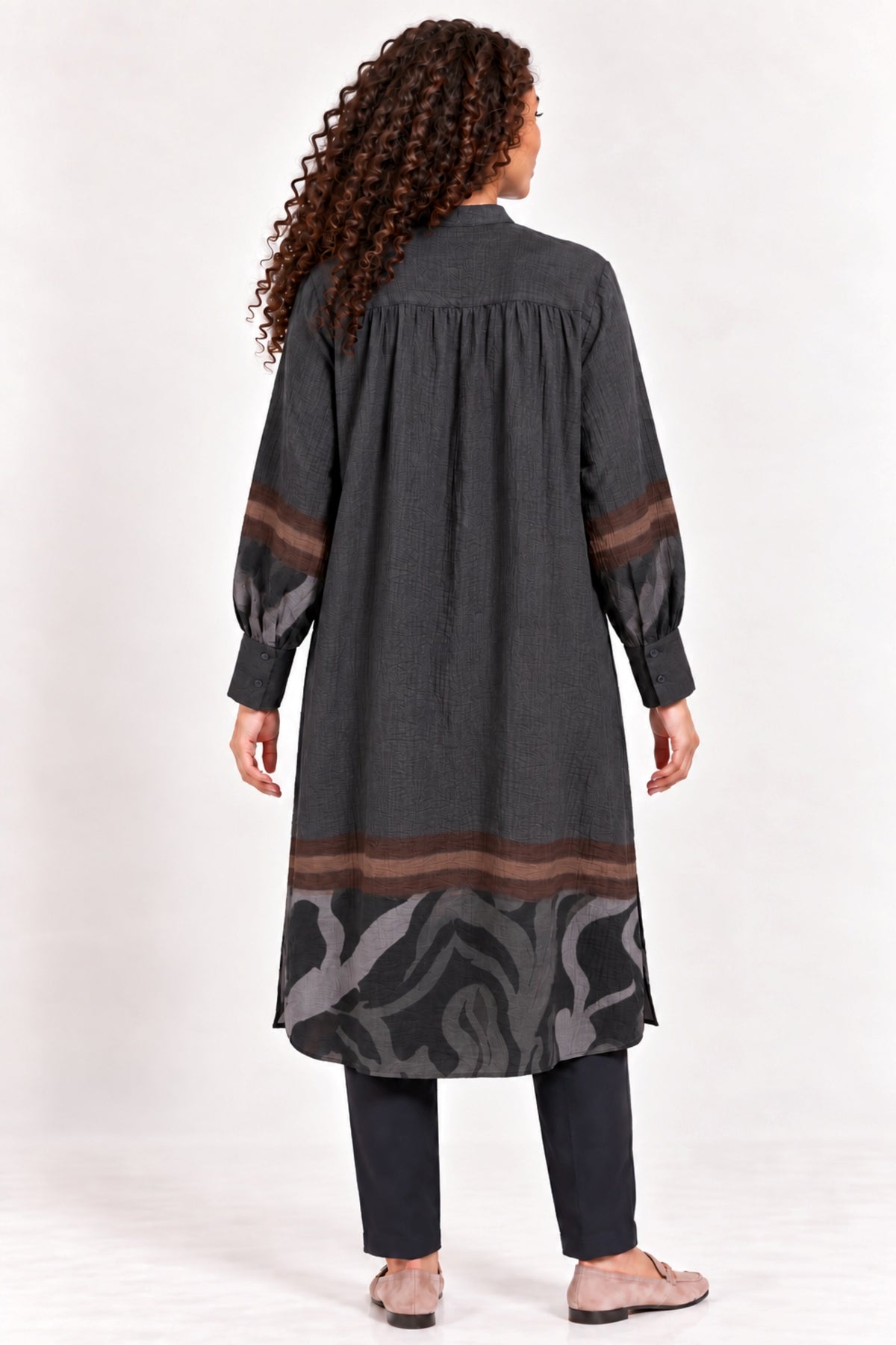 Noen crinkle shirt dress - Mocha