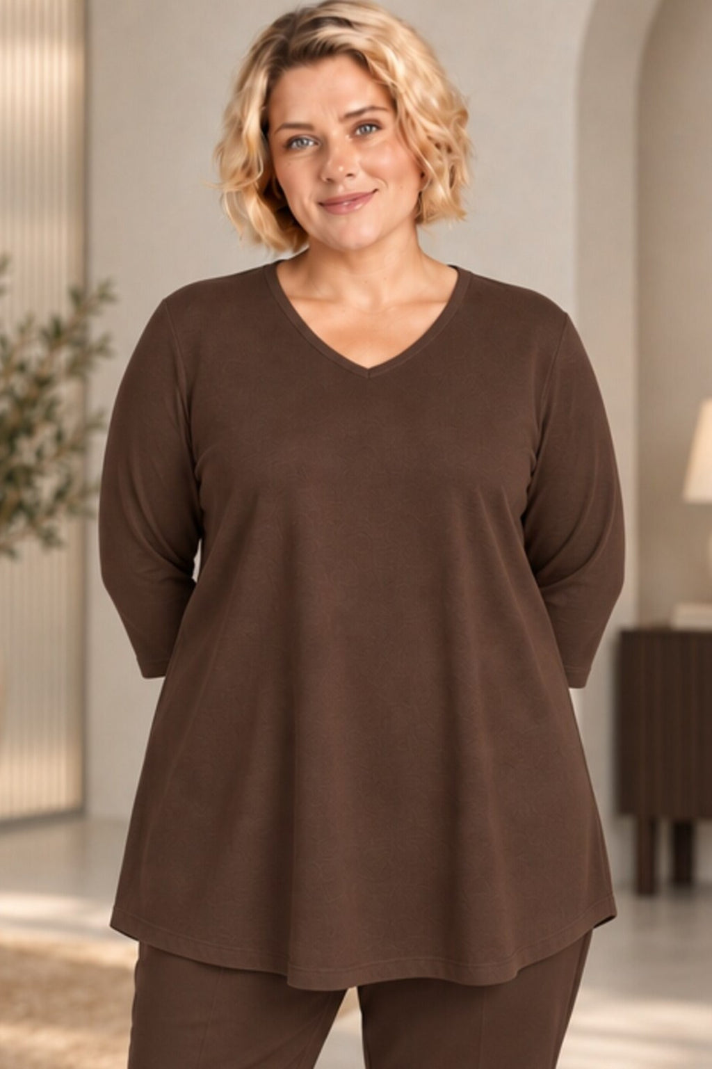 Ciso jersey V neck tee - Fudge