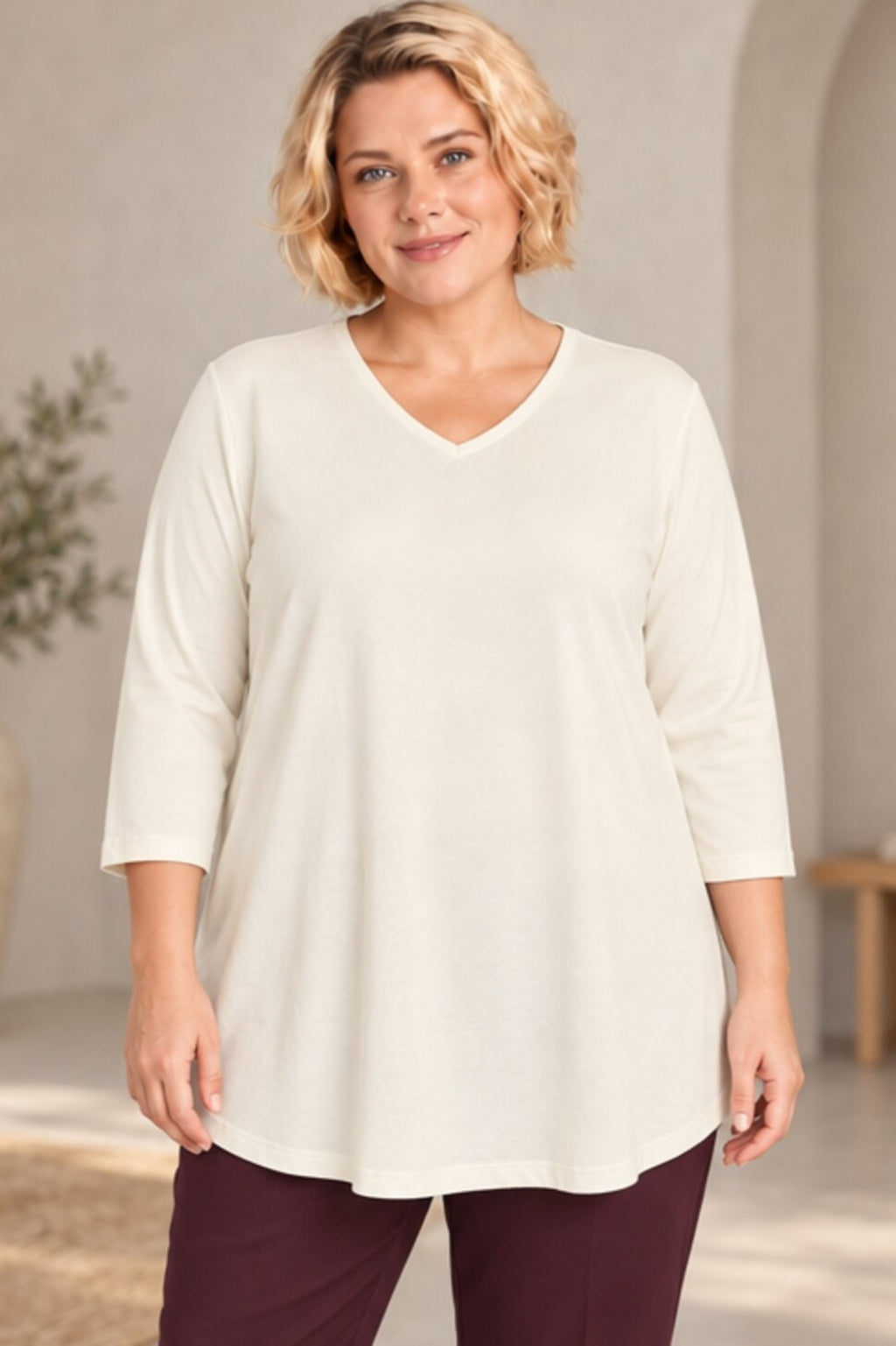 Ciso jersey V neck tee - Off White