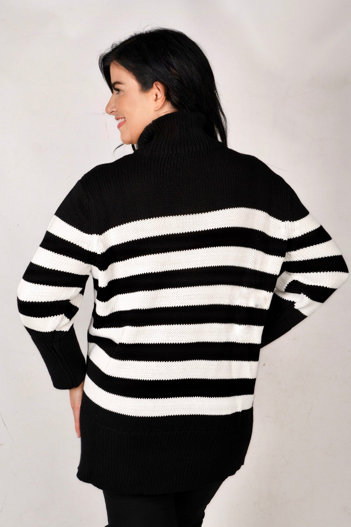 Yoek chunky cotton stripe jumper - Black/White