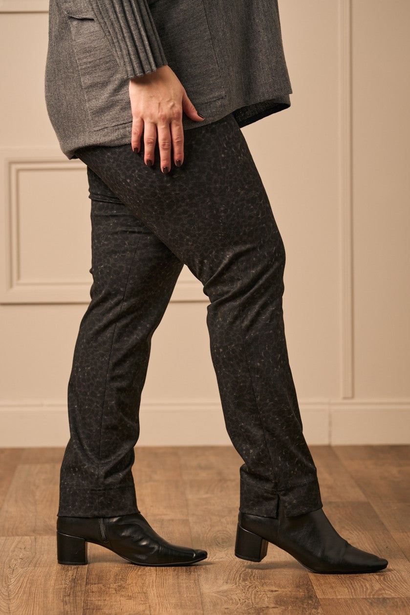 Robell Rose animal print trousers - Black/Grey