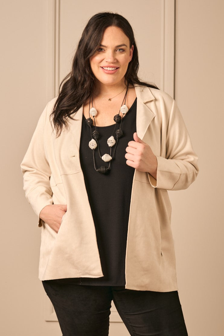 Via Appia faux suede jacket - Ivory