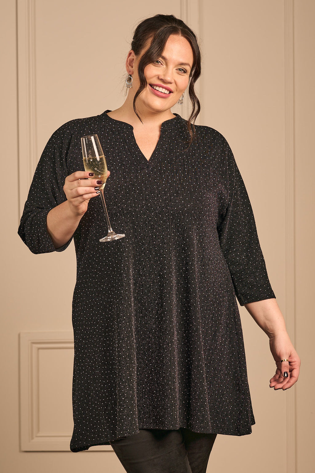 Ciso sparkly tunic dress - Black