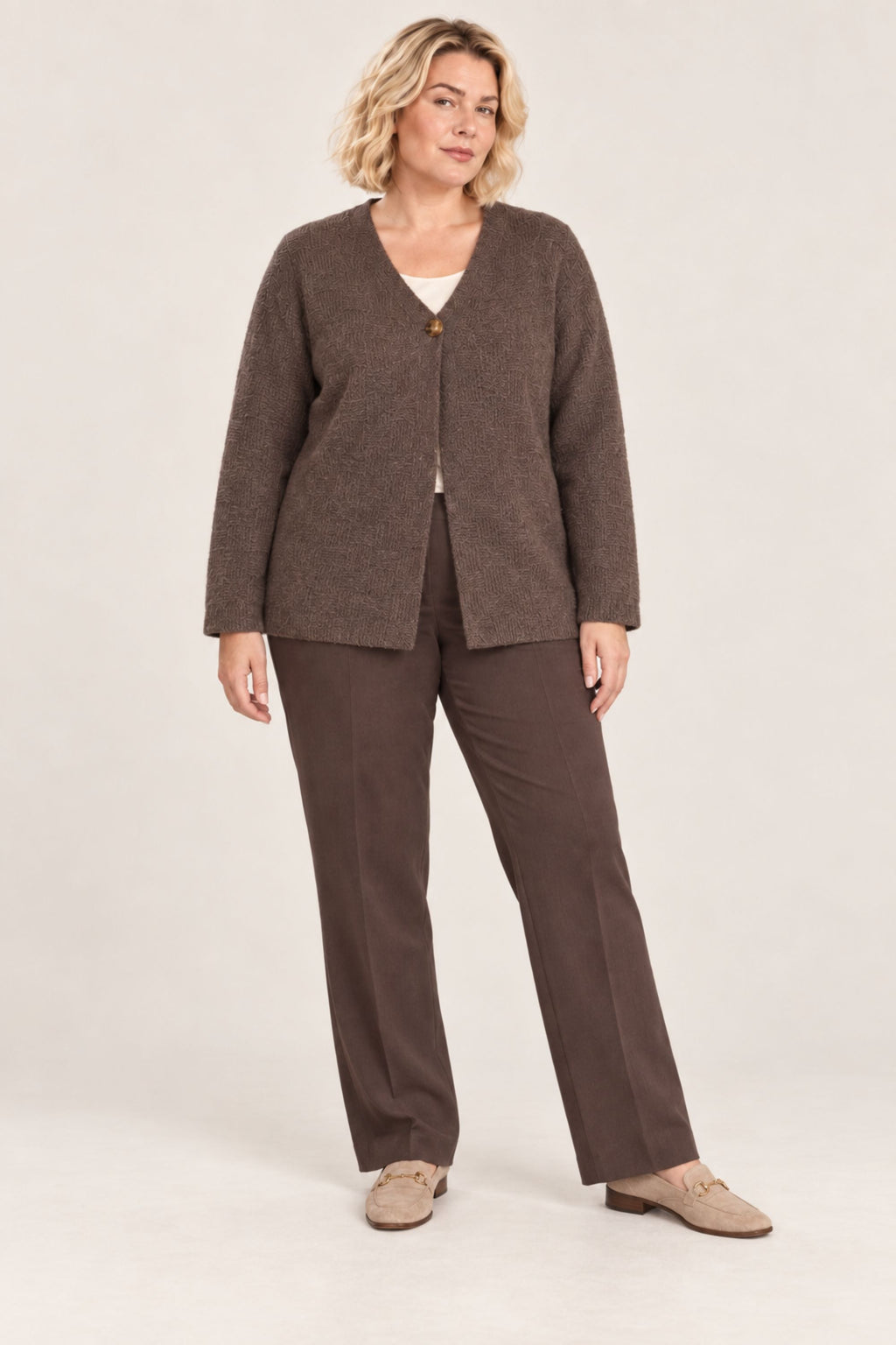 Ciso textured cardi - Fudge