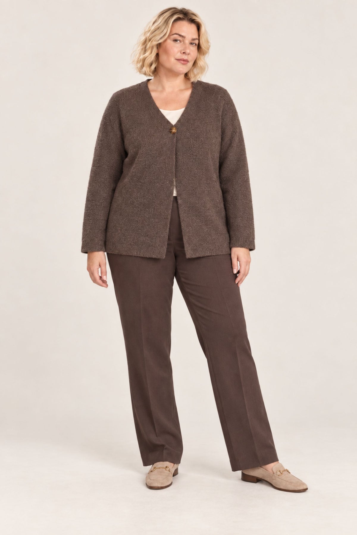 Ciso textured cardi - Fudge