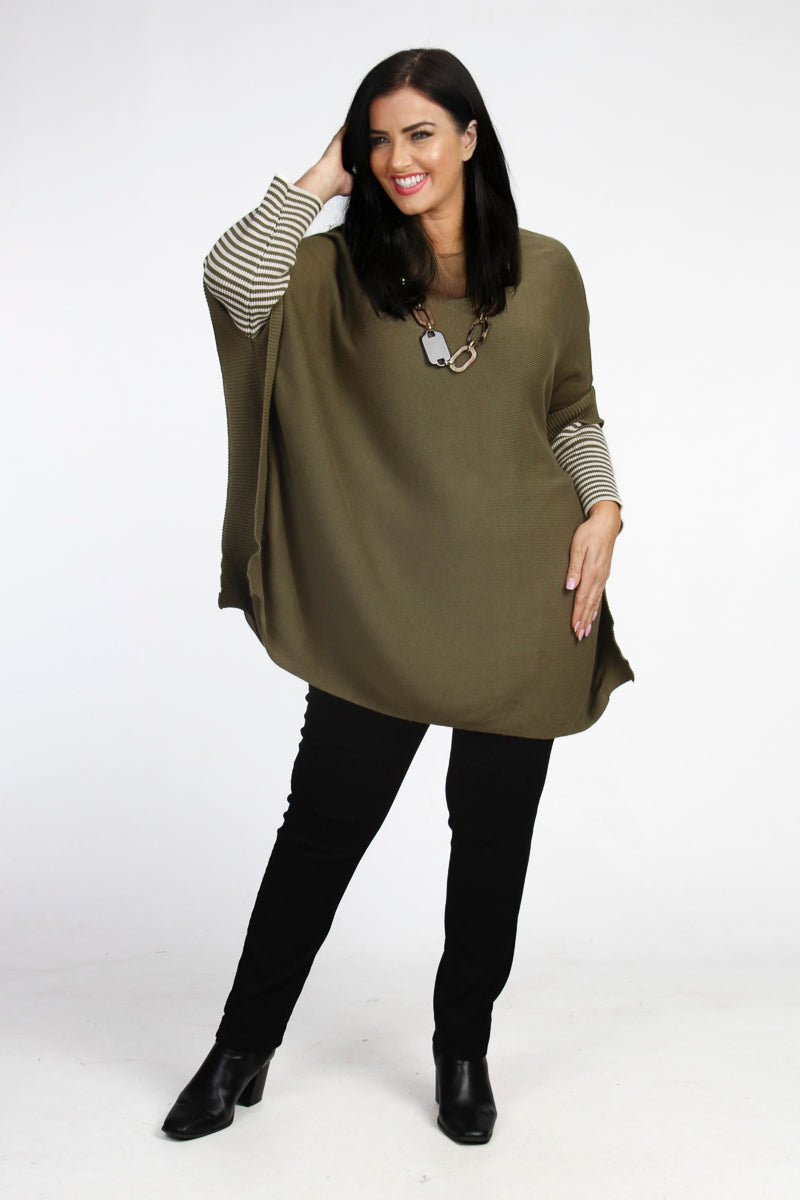 Orientique knit cowl poncho - Khaki
