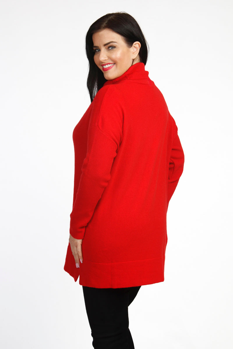Yoek wool mix cowl jumper - Red