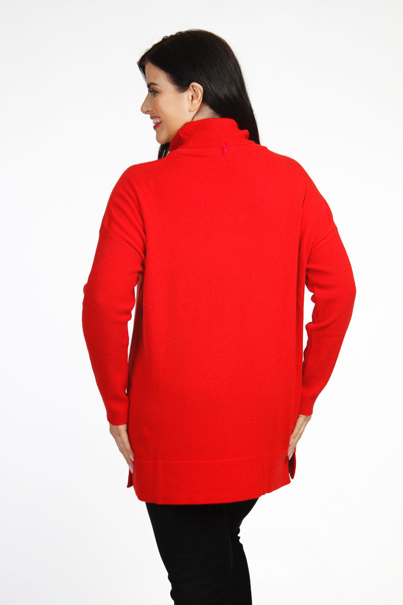 Yoek wool mix cowl jumper - Red