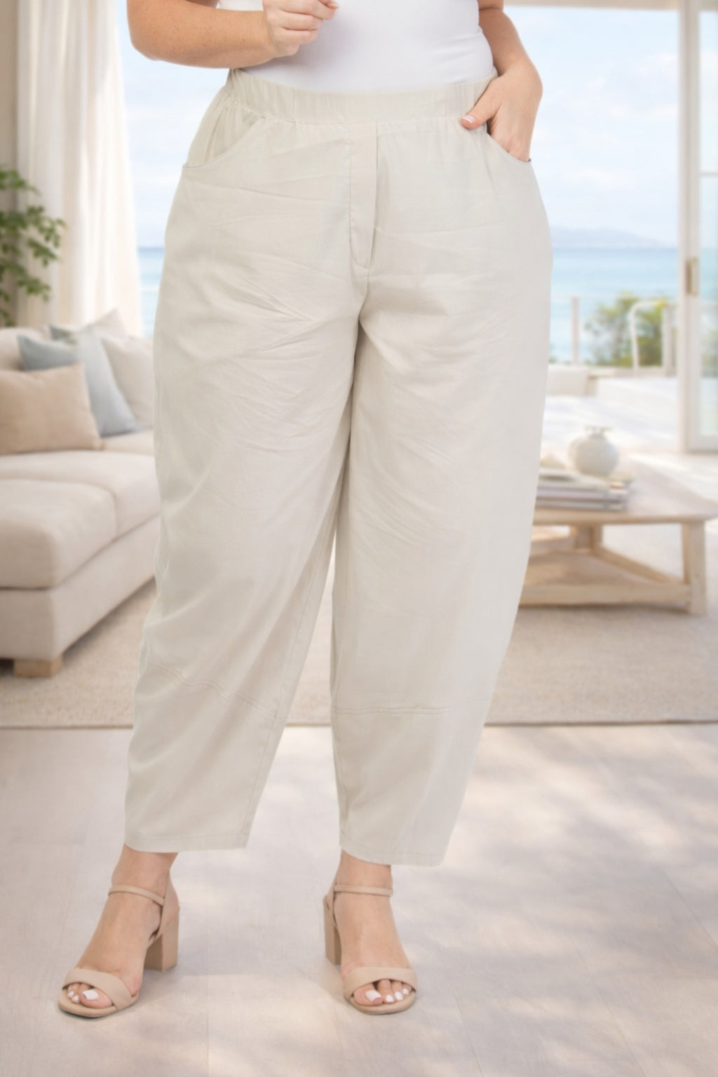 KJ Brand short harems - Stone
