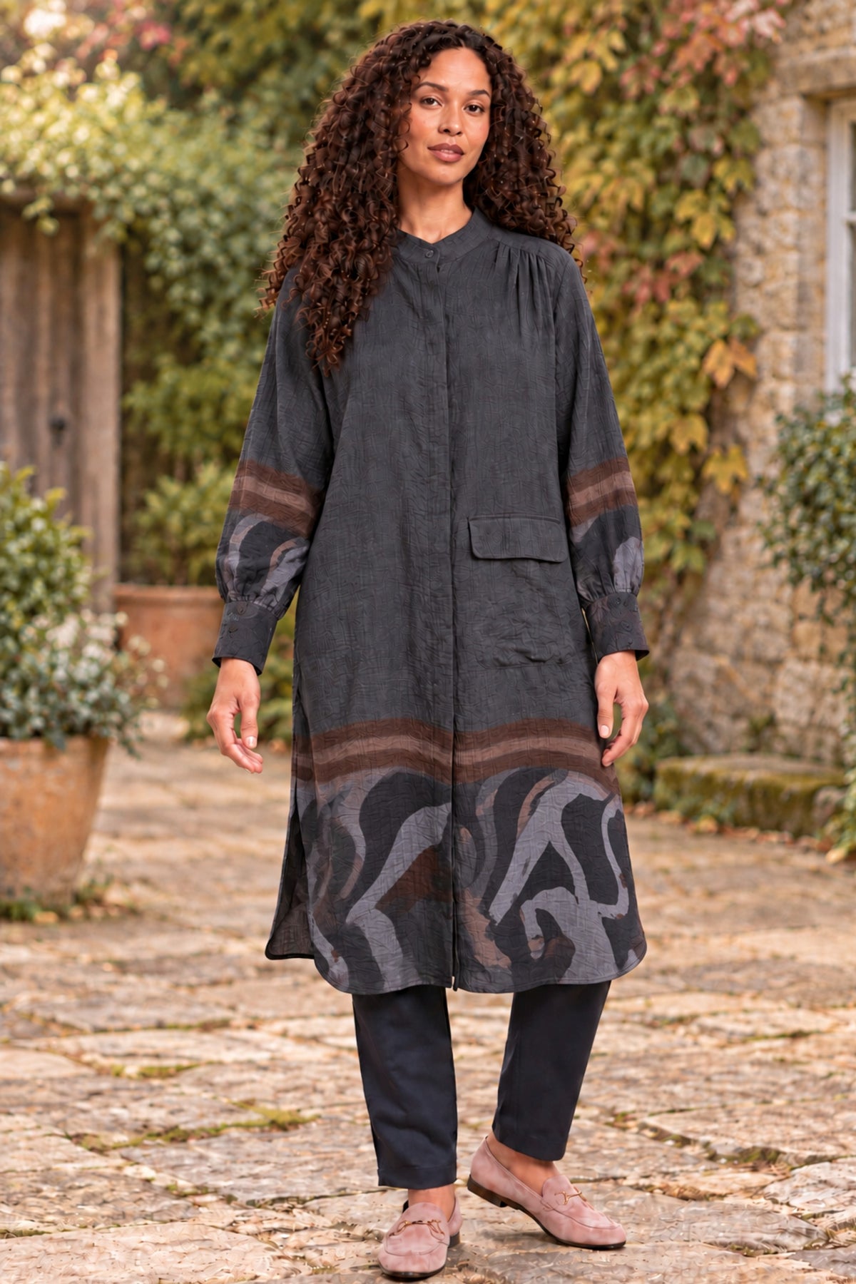 Noen crinkle shirt dress - Mocha