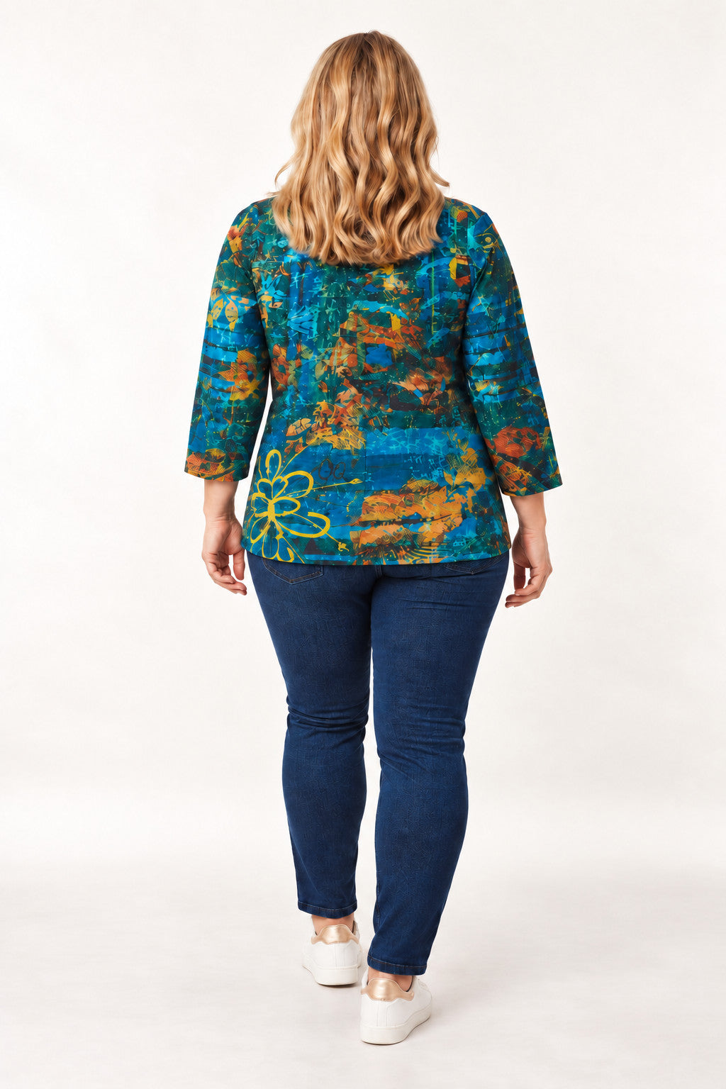 Orientique Batik v neck tee - Blues