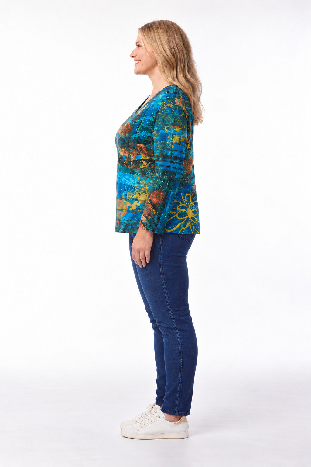 Orientique Batik v neck tee - Blues
