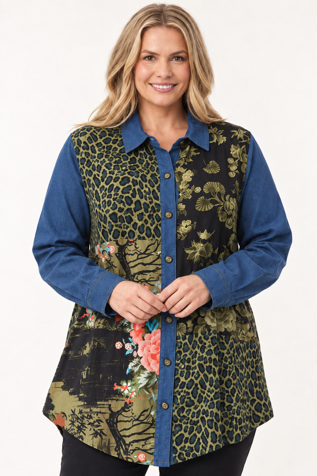 Orientique Keqioa denim shirt - Denim Green
