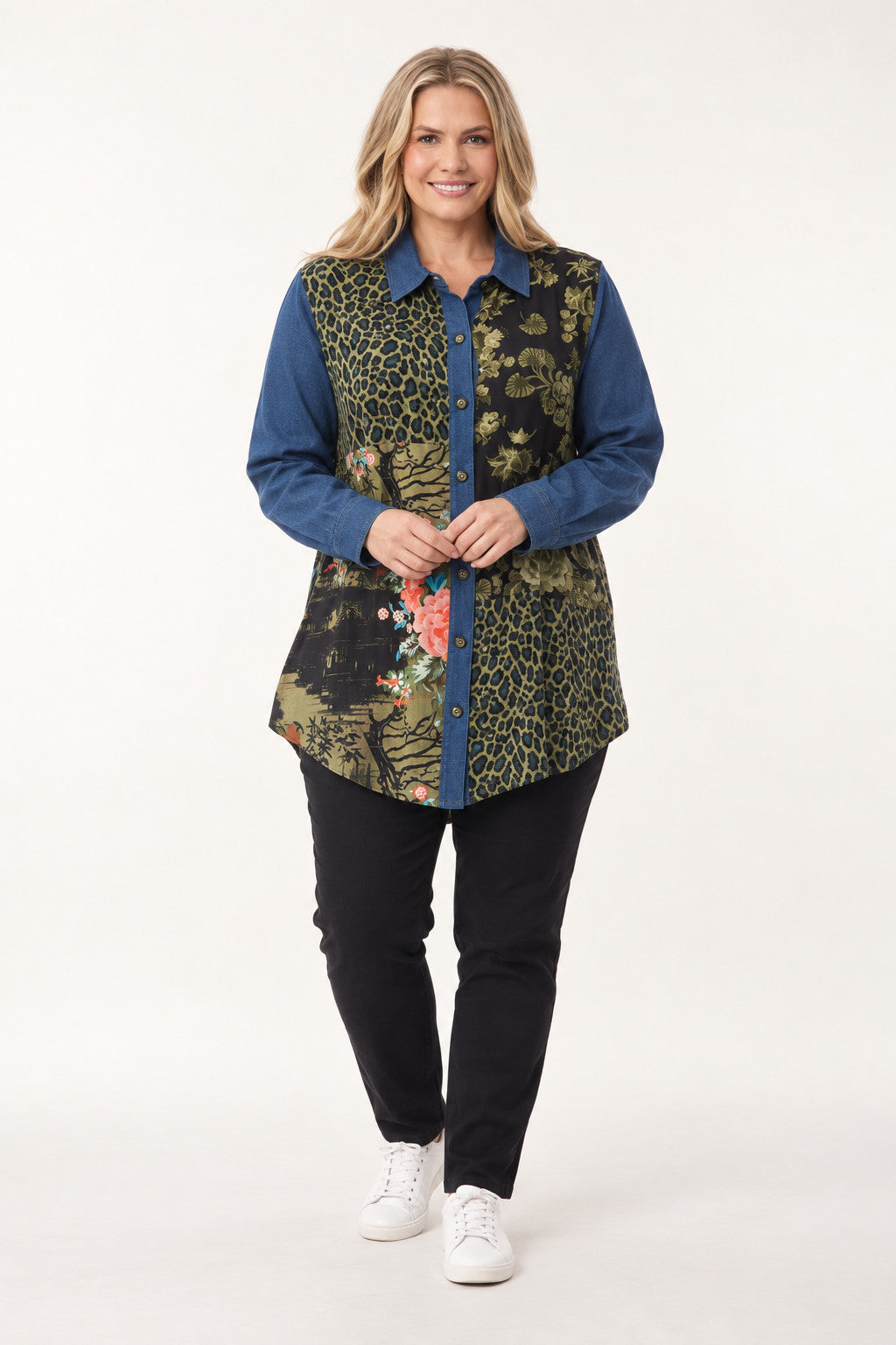 Orientique Keqioa denim shirt - Denim Green