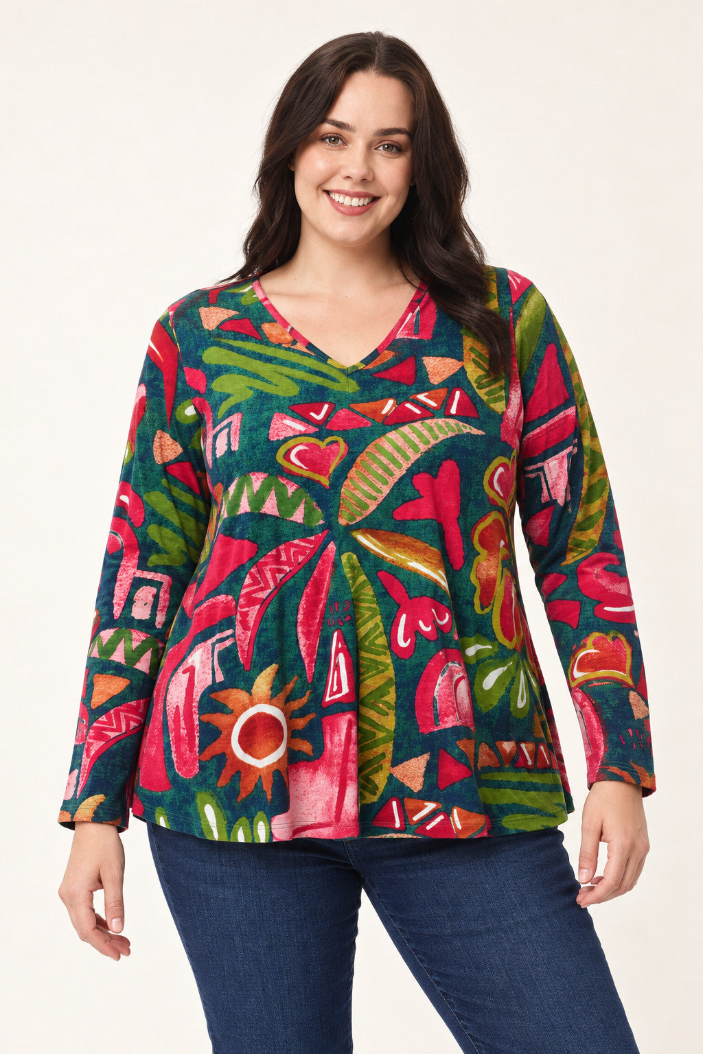 Orientique Tropical v neck tee - Floral