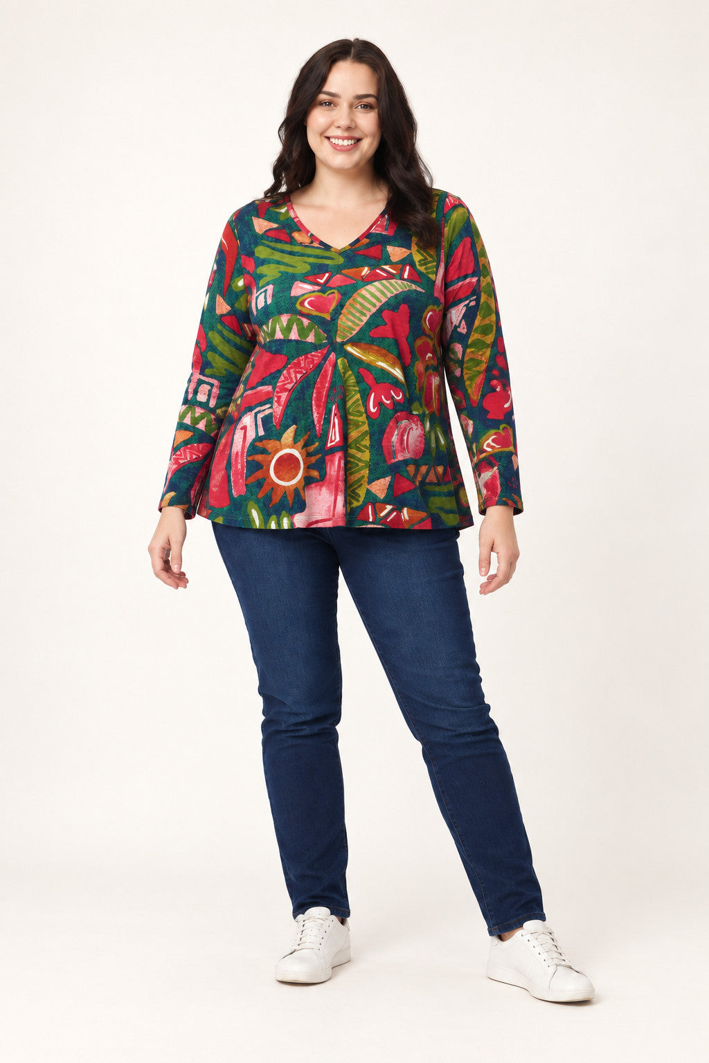 Orientique Tropical v neck tee - Floral