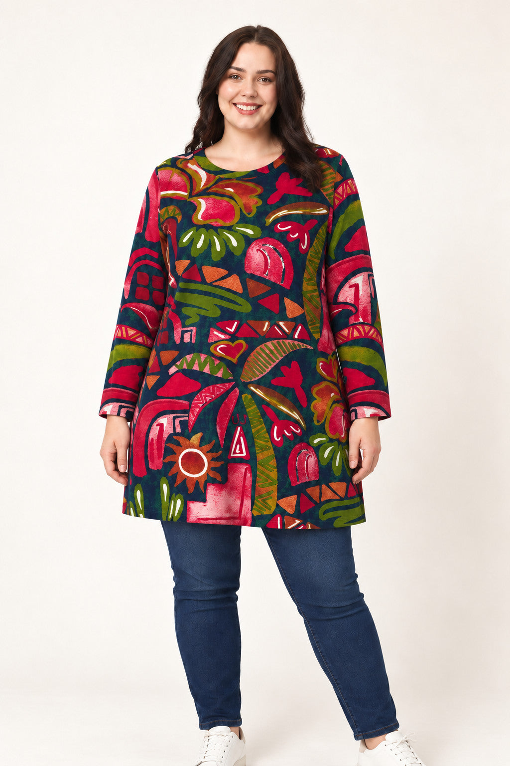 Orientique Tropical velour tunic - Floral