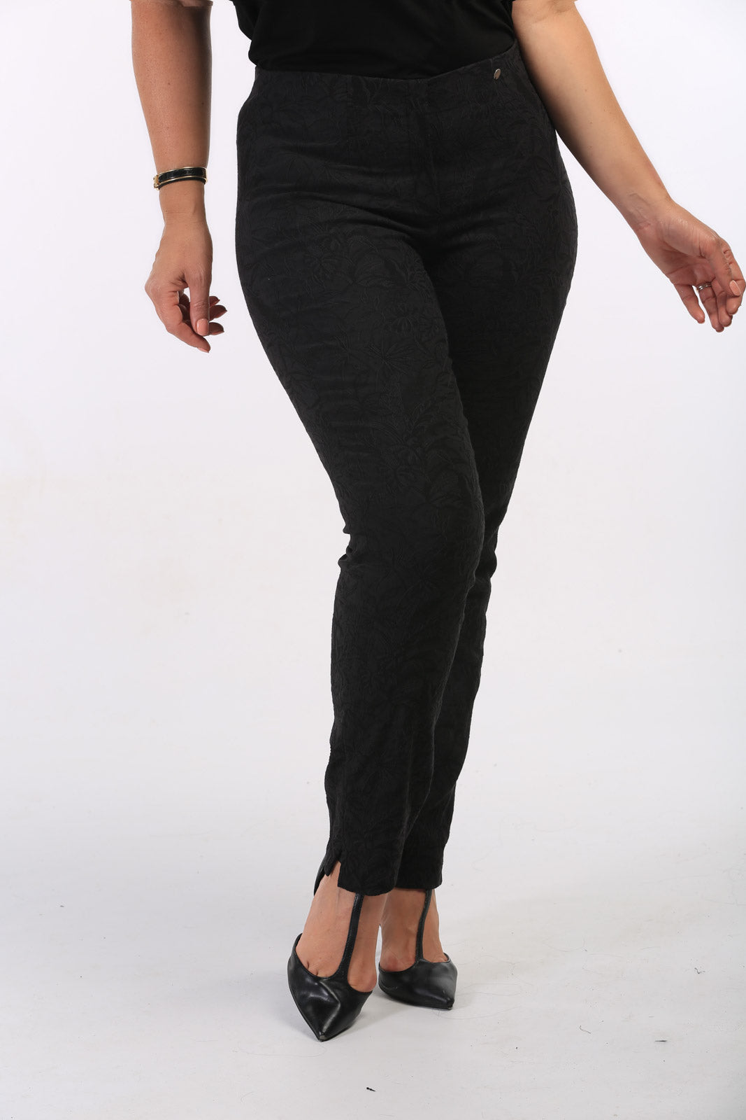 Robell Marie Jacquard trousers - Grey