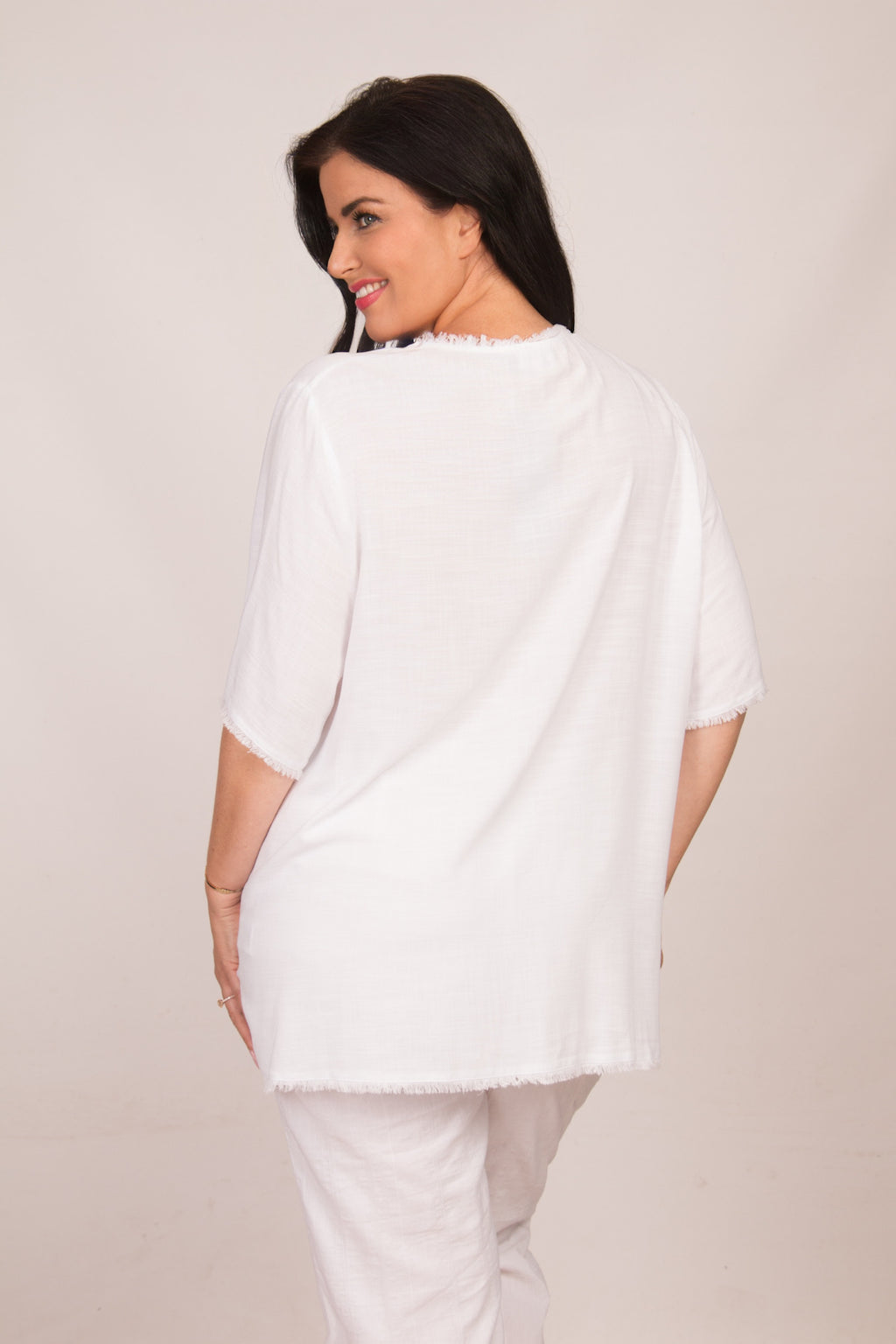 See You frayed top - White