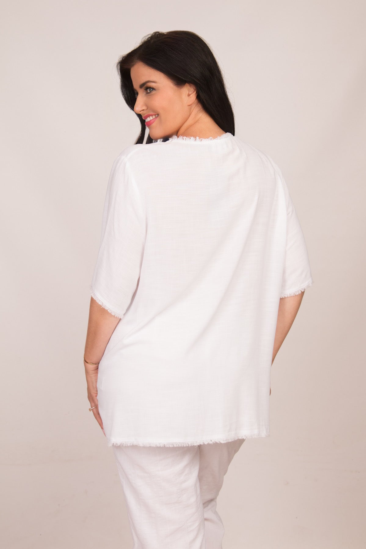 See You frayed top - White