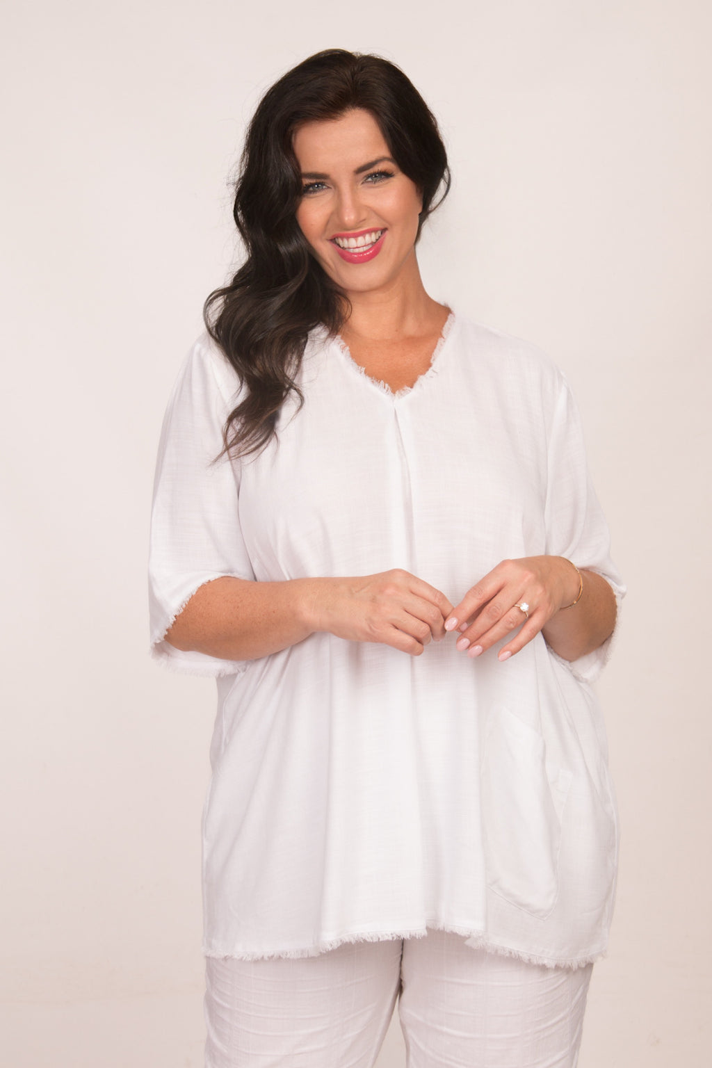 See You frayed top - White
