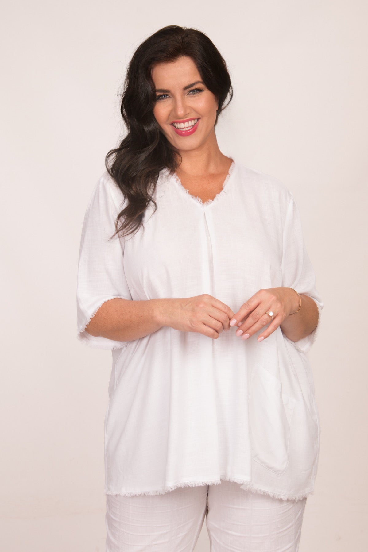 See You frayed top - White