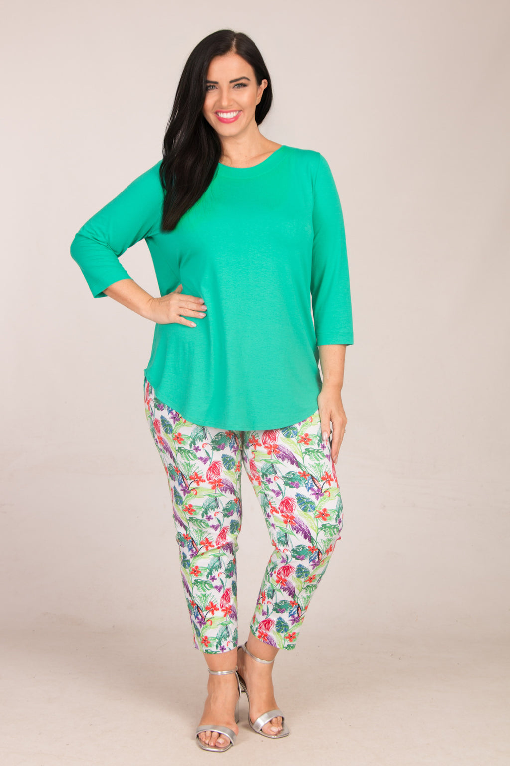 Robell Bella handdrawn crops - Green Multi