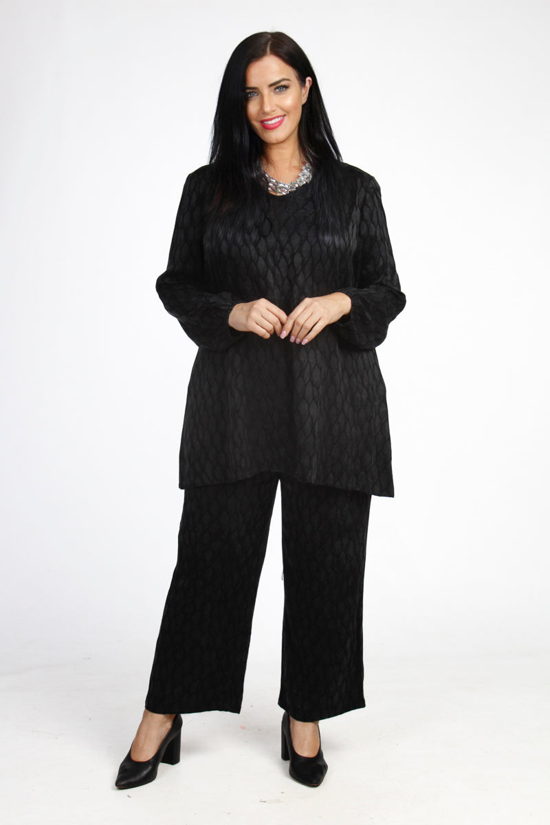 Mona Lisa leaf print short palazzos - Black