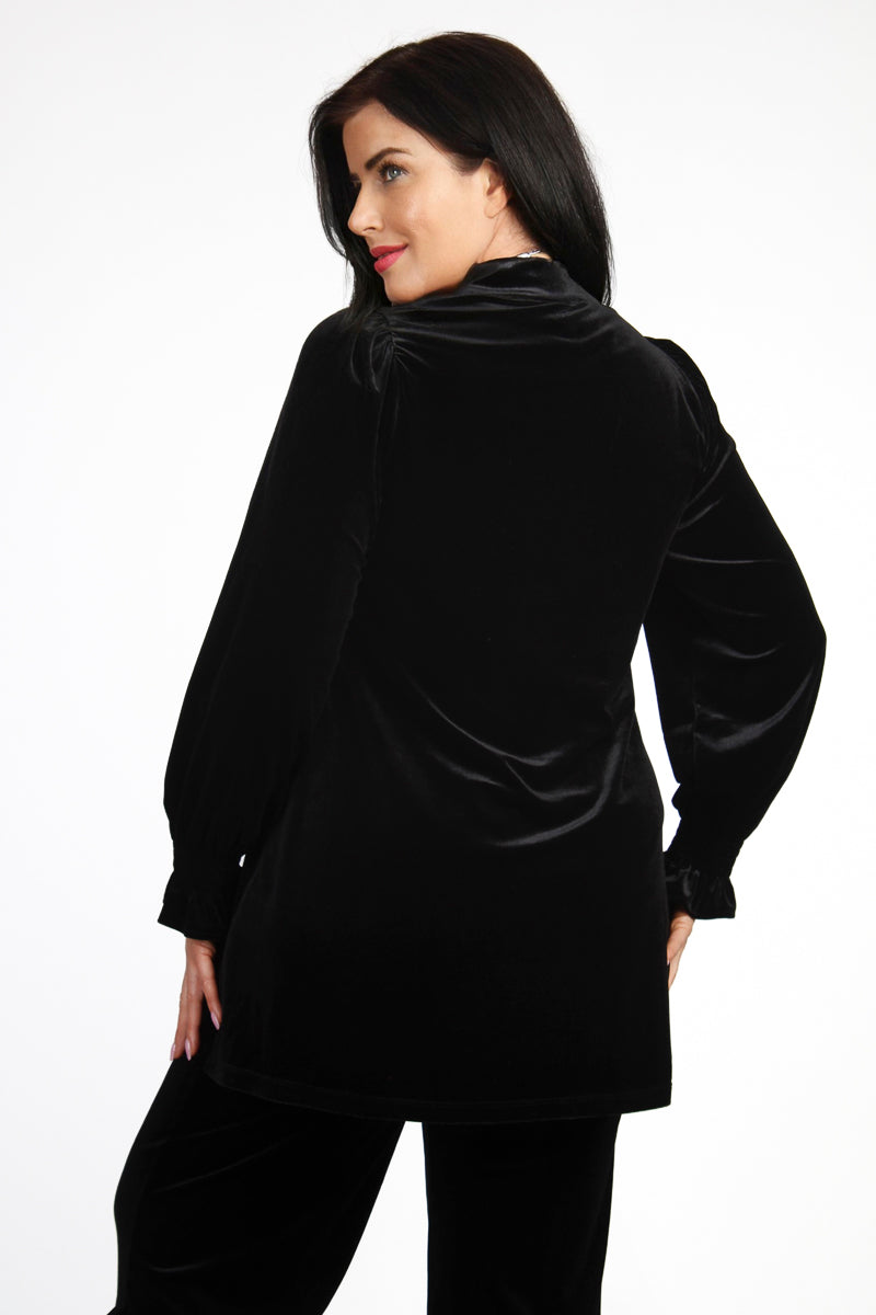 Yoek velvet tunic - Black