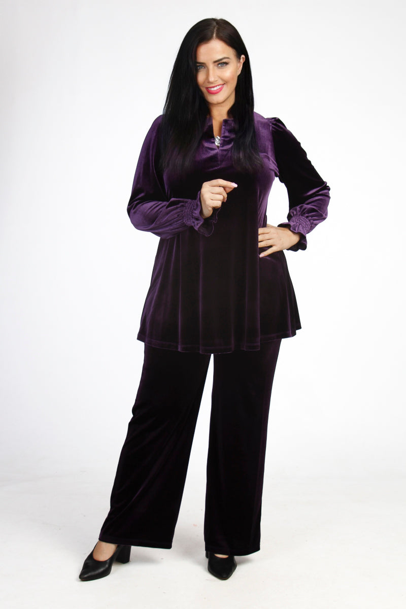 Yoek velvet tunic - Aubergine