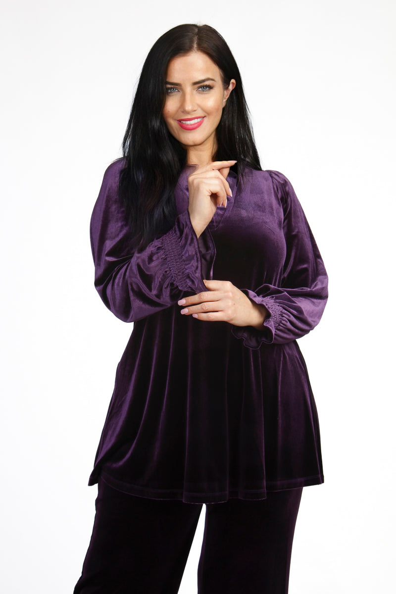 Yoek velvet tunic - Aubergine