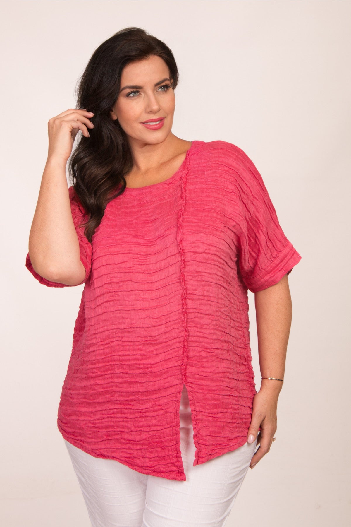 Grizas frill detail top - Raspberry