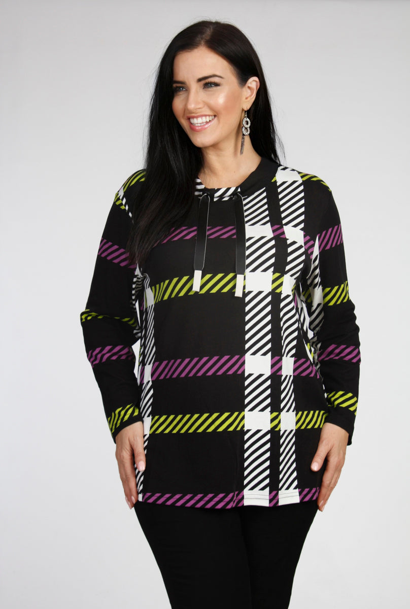 Doris Streich abstract cowl tunic - Black/Multi