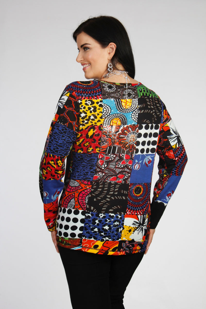 Orientique Guillaume patchwork tee - Black/Multi