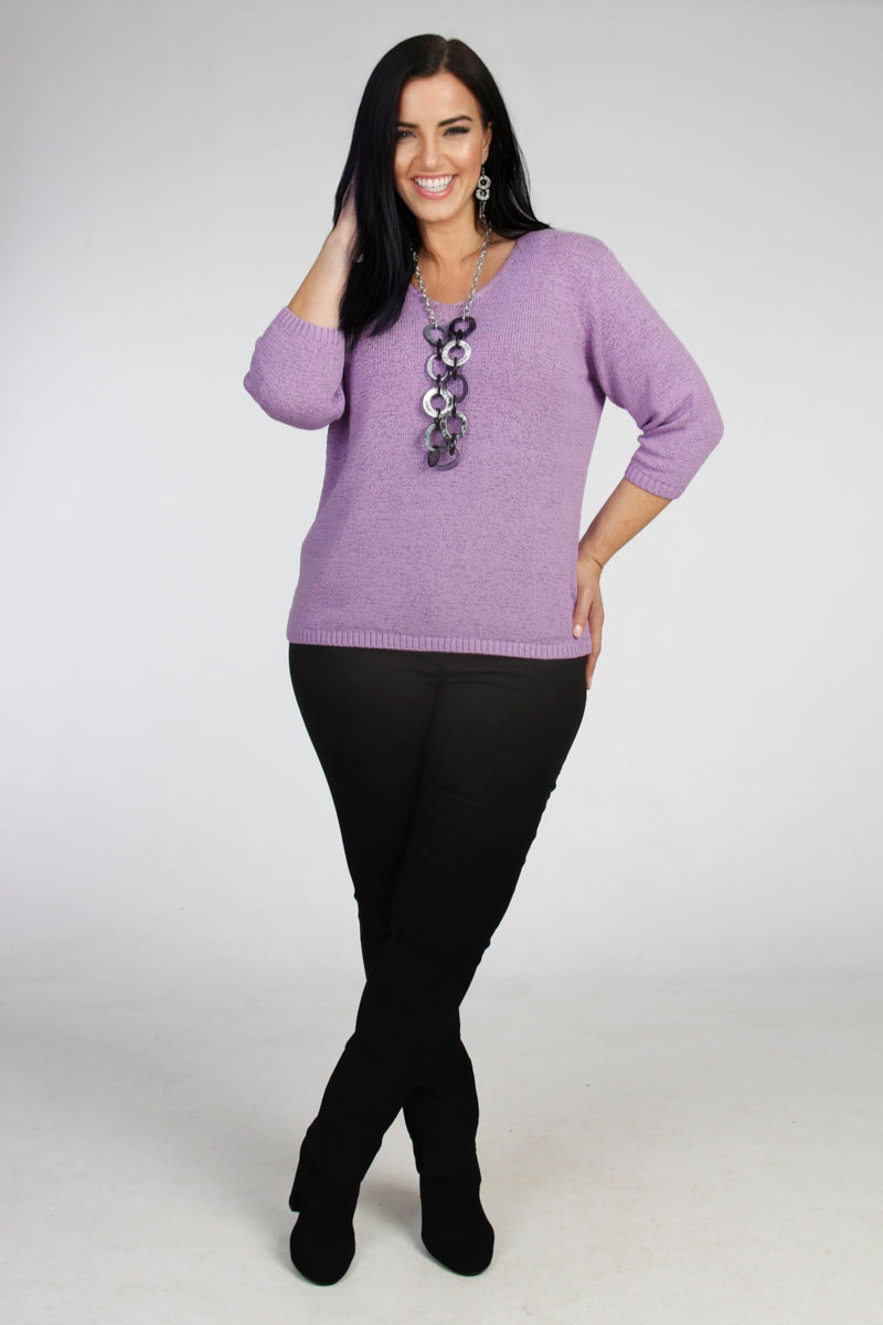 Via Appia V neck jumper - Lilac