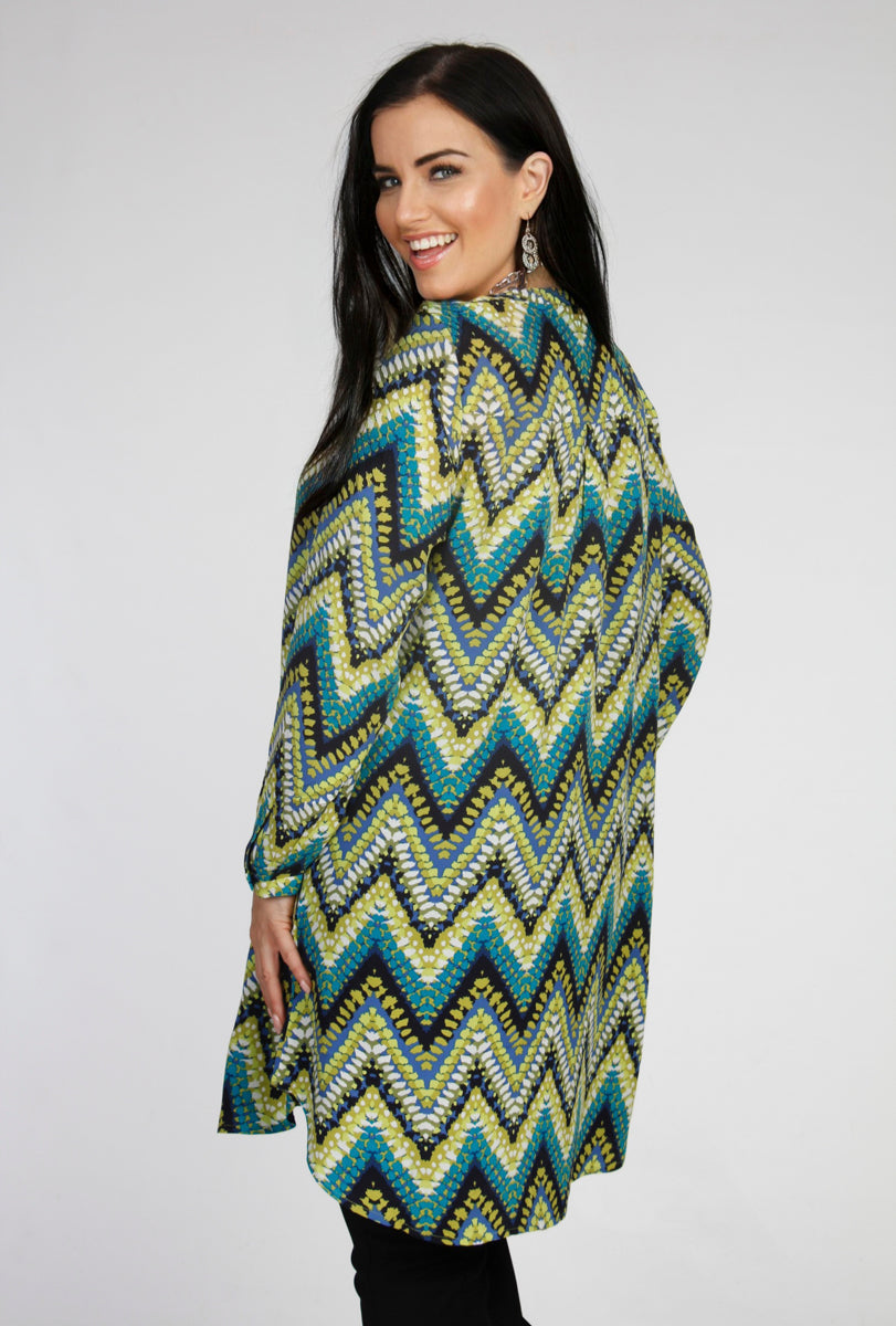 Via Appia zigzag V neck tunic - Coral