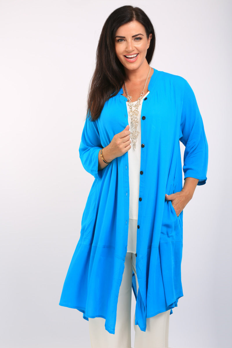 Angel Circle crinkle nehru jacket - Turquoise