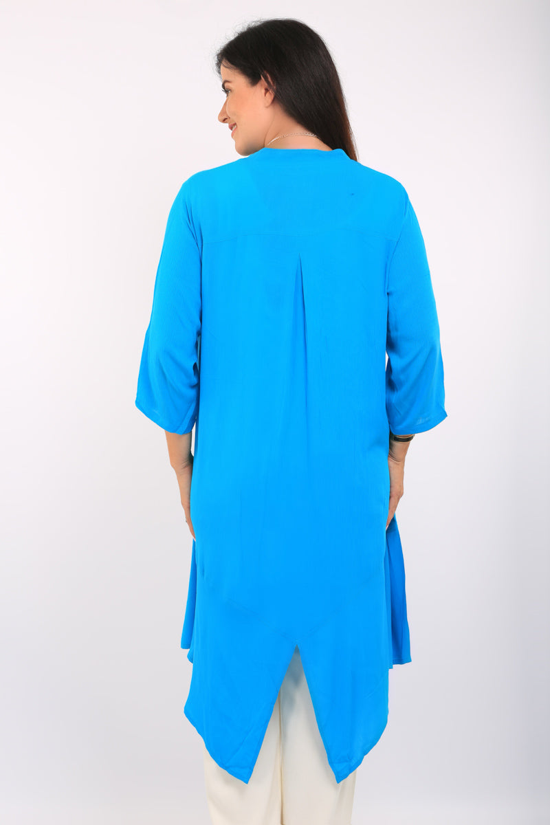 Angel Circle crinkle nehru jacket - Turquoise