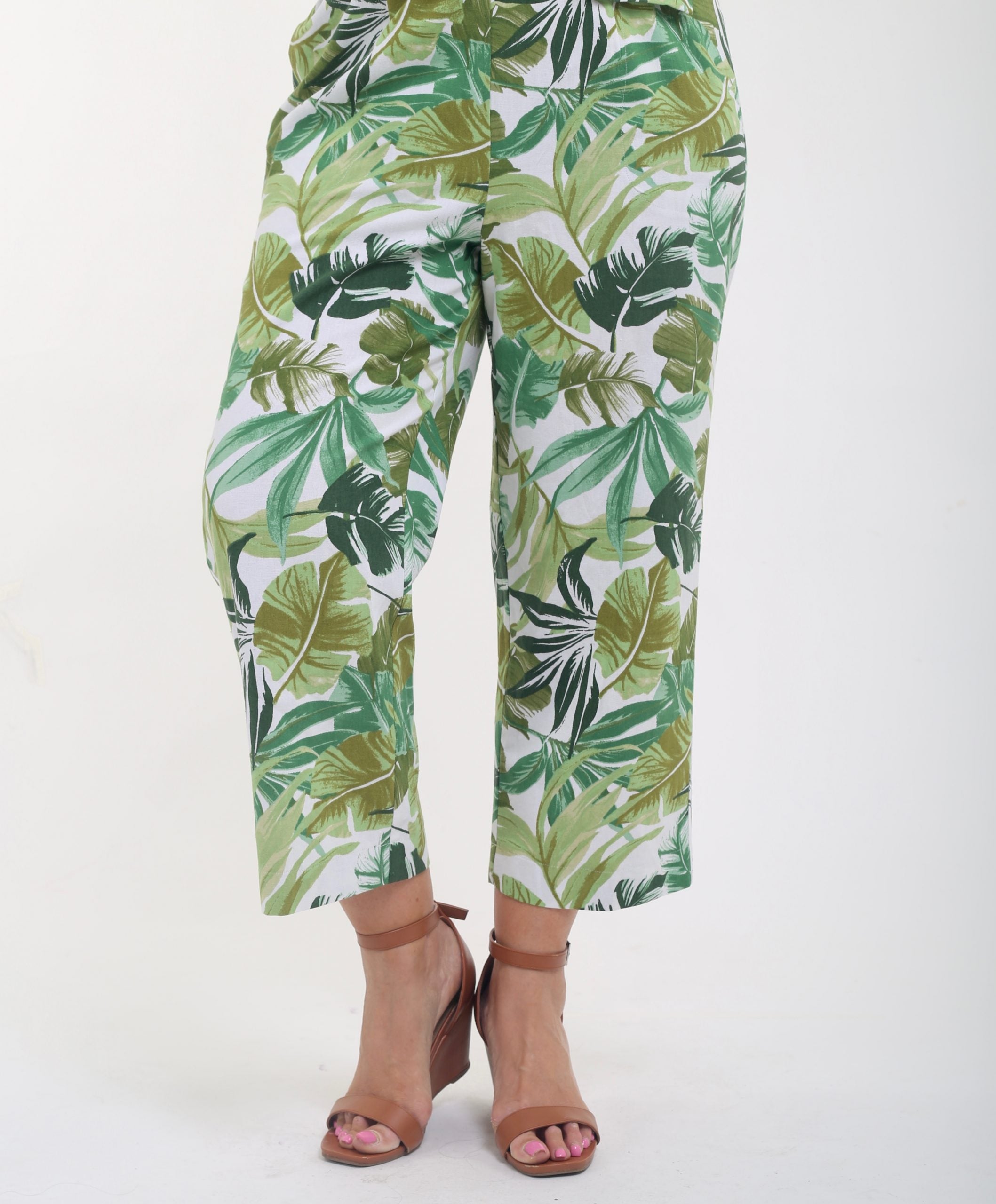 Verpass linen mix palm print crops - Greens