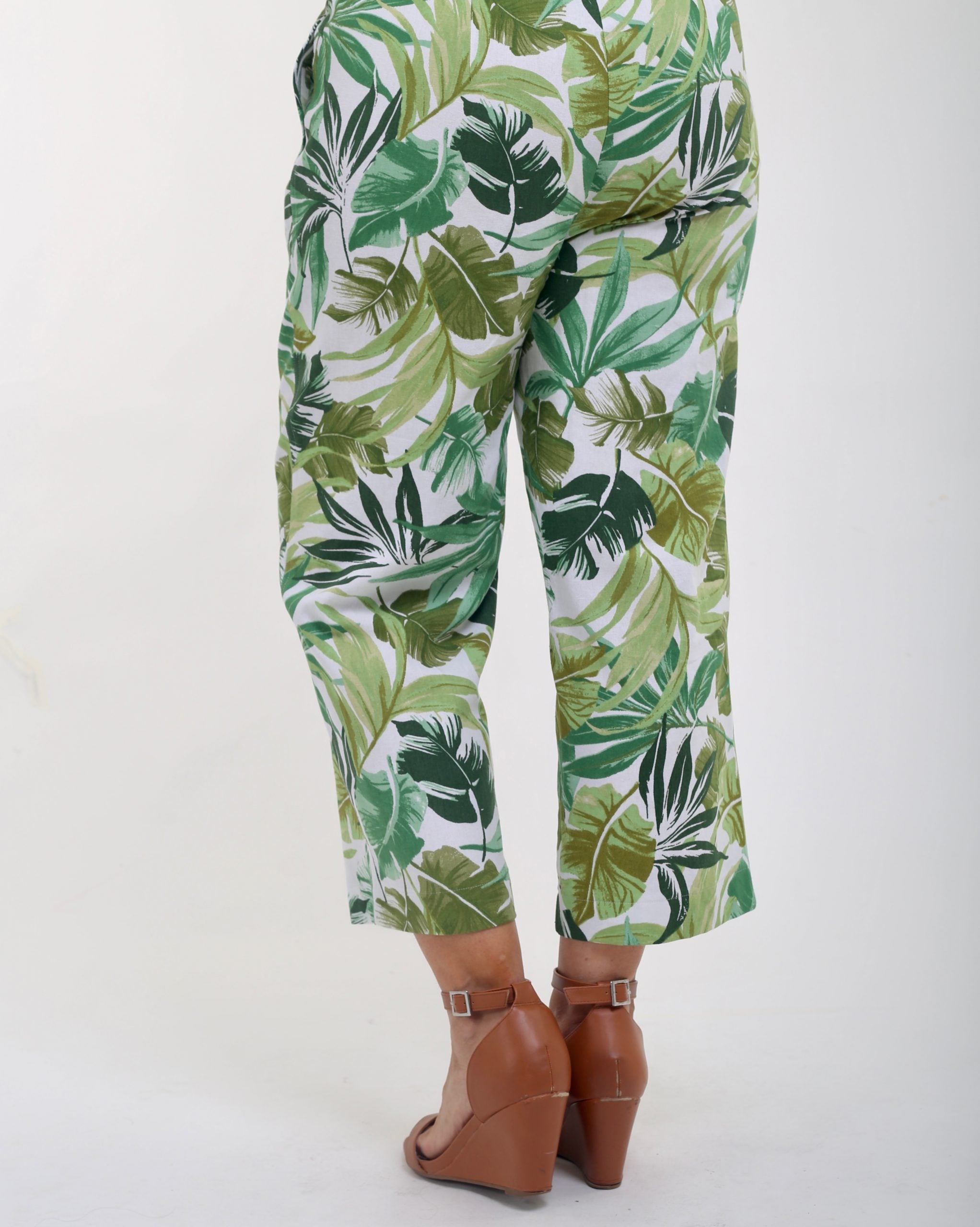 Verpass linen mix palm print crops - Greens