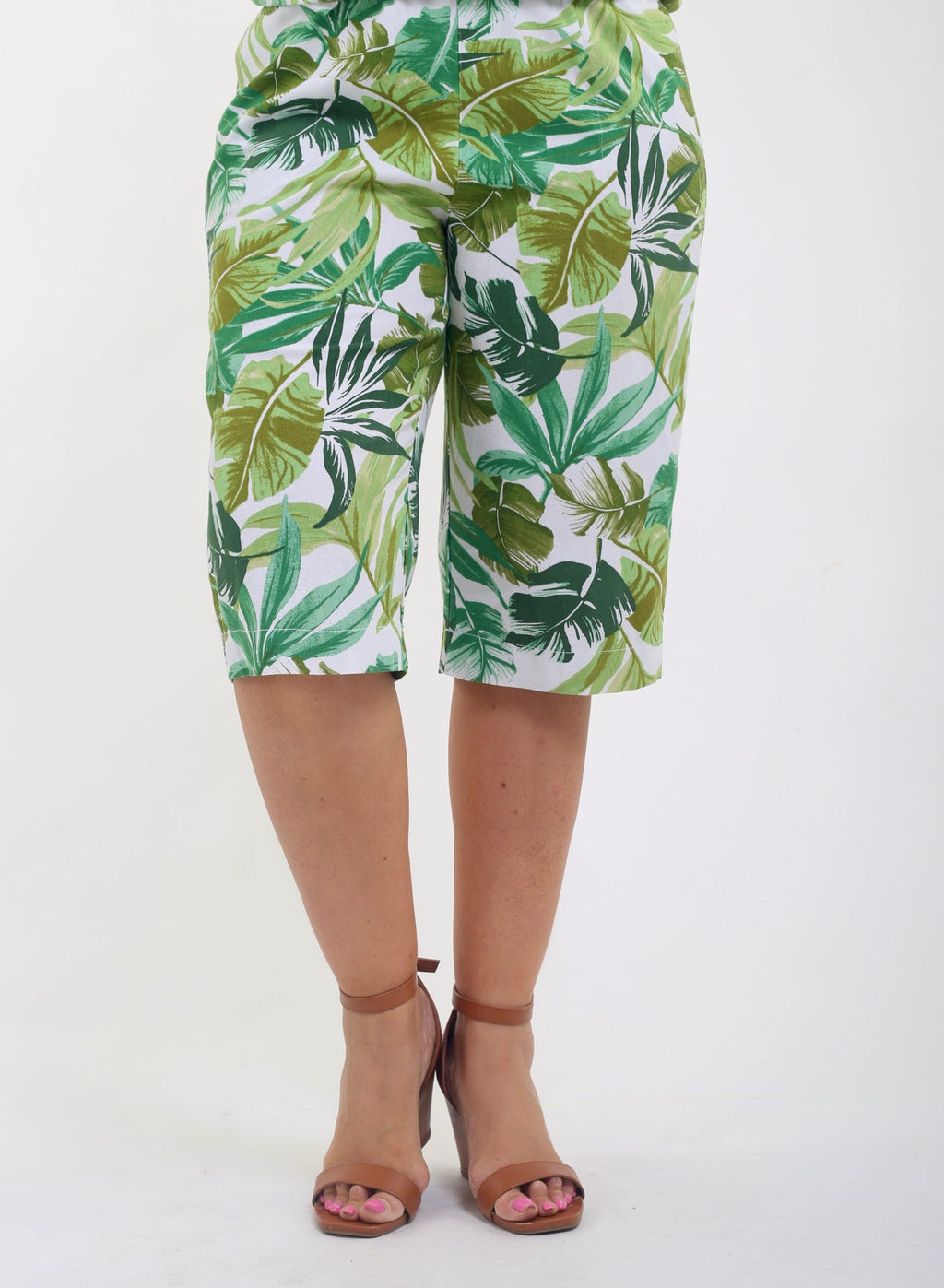 Verpass linen mix palm print shorts - Greens