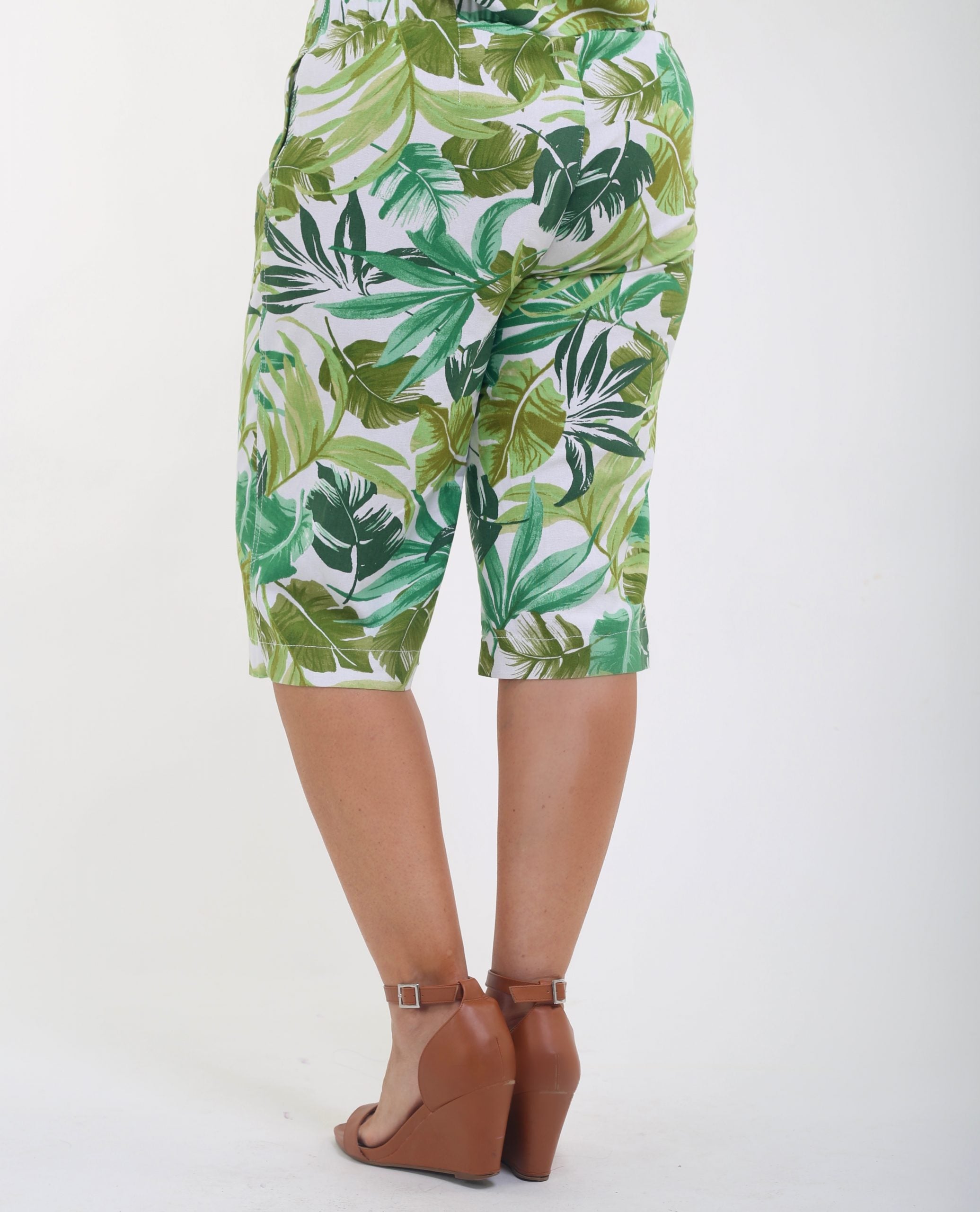 Verpass linen mix palm print shorts - Greens