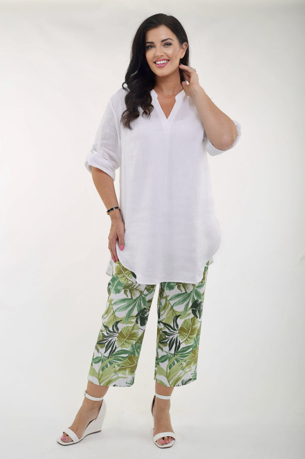 Verpass linen mix palm print crops - Greens