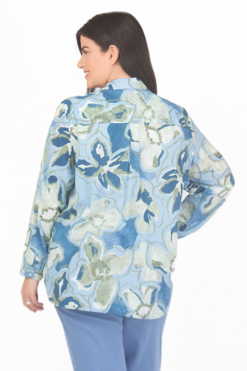 Via Appia cotton/shirt - Blue/Ecru