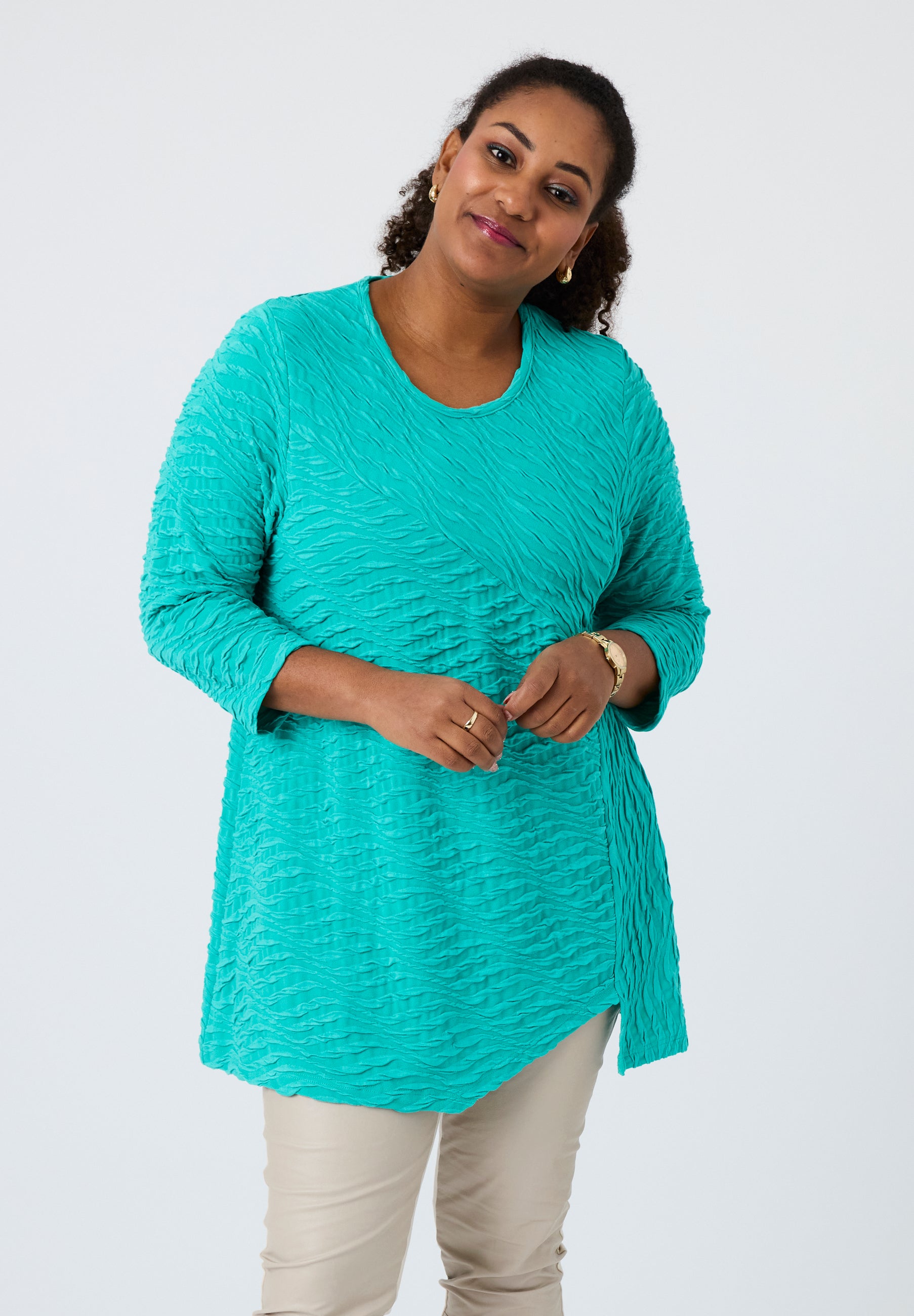 Pont Neuf Cam jersey texture tunic - Aqua