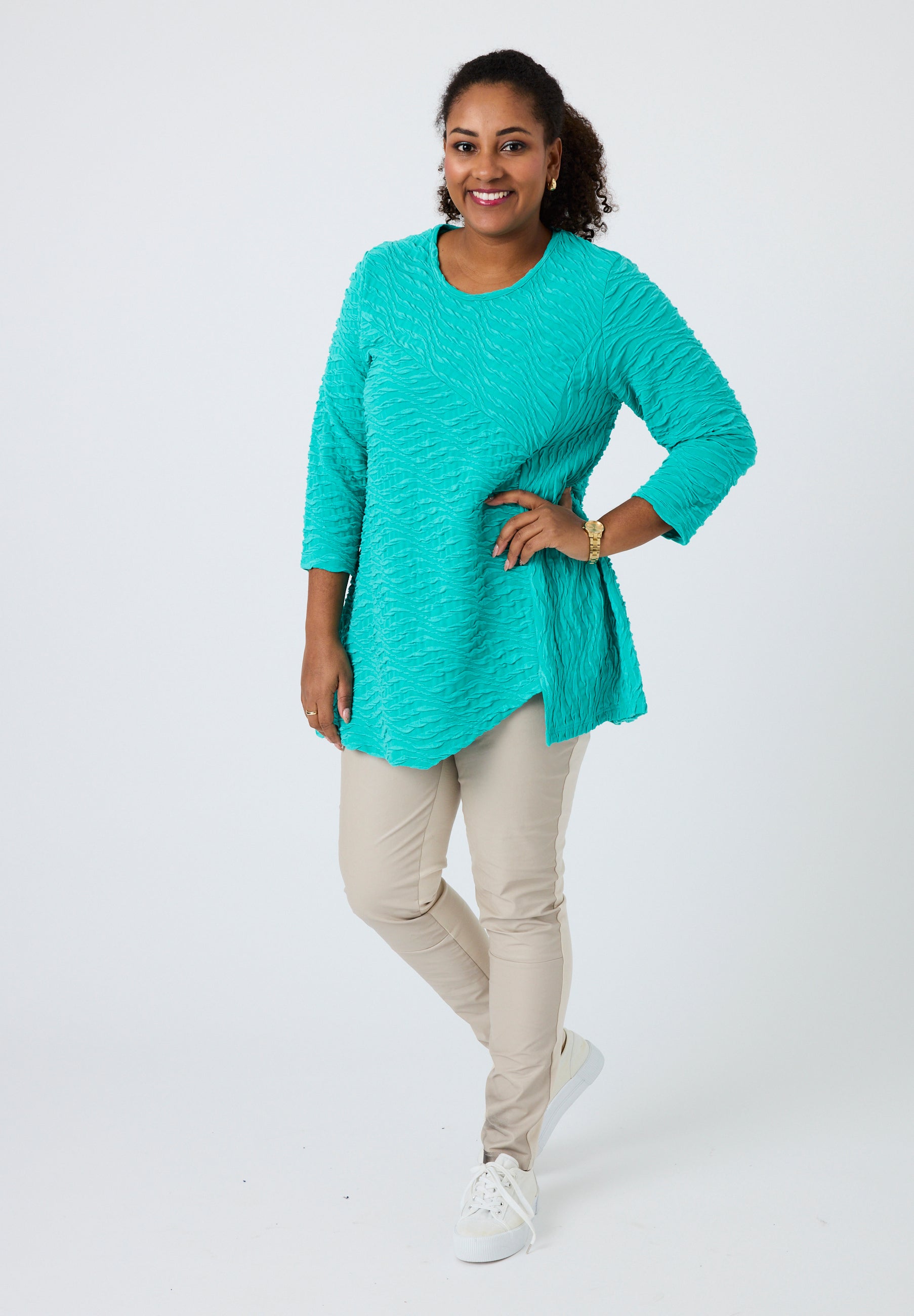 Pont Neuf Cam jersey texture tunic - Aqua