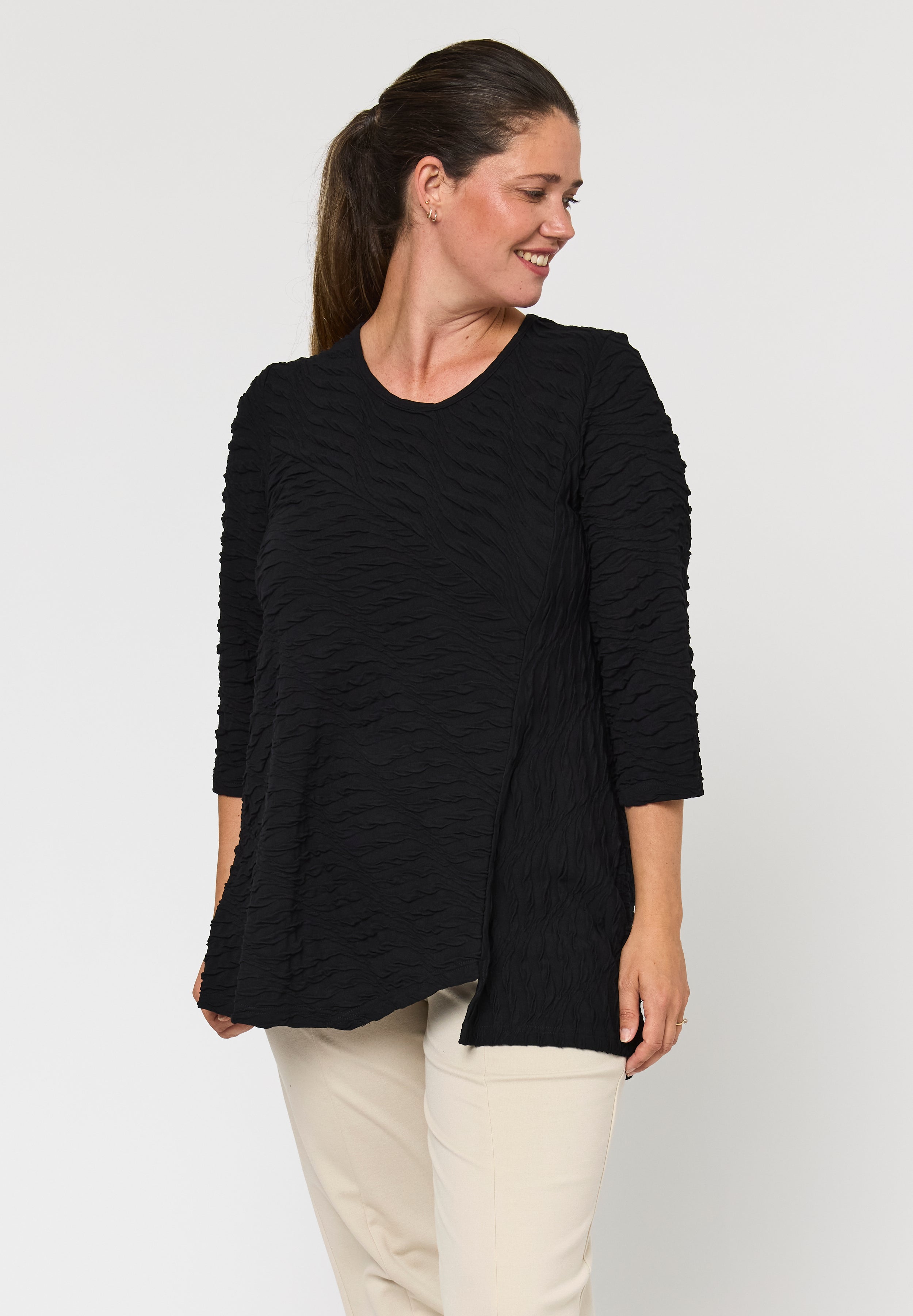 Pont Neuf Cam jersey texture tunic - Black