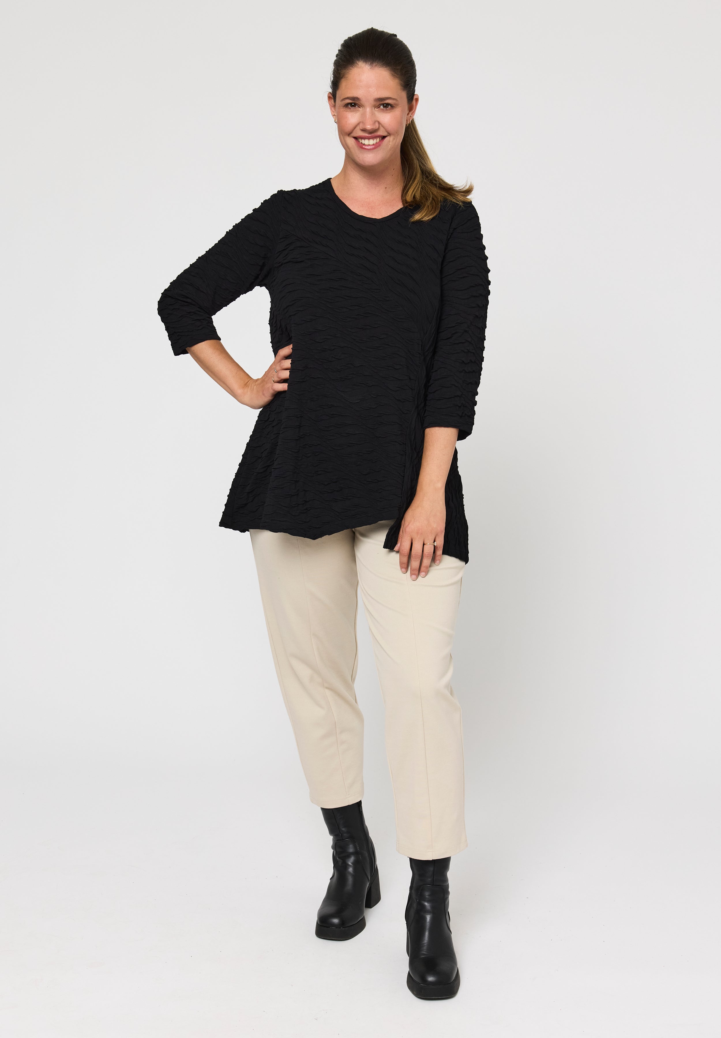 Pont Neuf Cam jersey texture tunic - Black