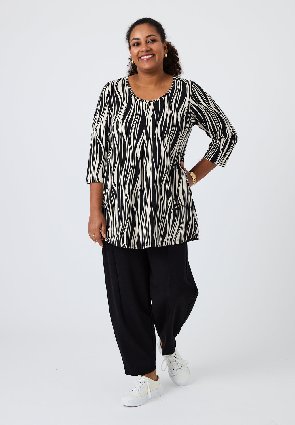 Pont Neuf Emine jersey tunic - Black/White
